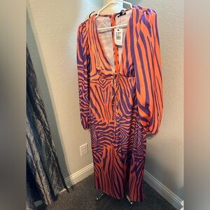 AFRM Orange and Purple Zebra Print Dress